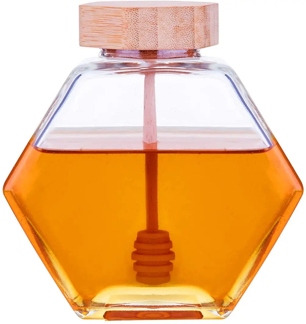 200ml Glass Honey Jar with Wooden Dipper and Cork Lid Minimalist Design Kitchen Storage Jar for Home Use
