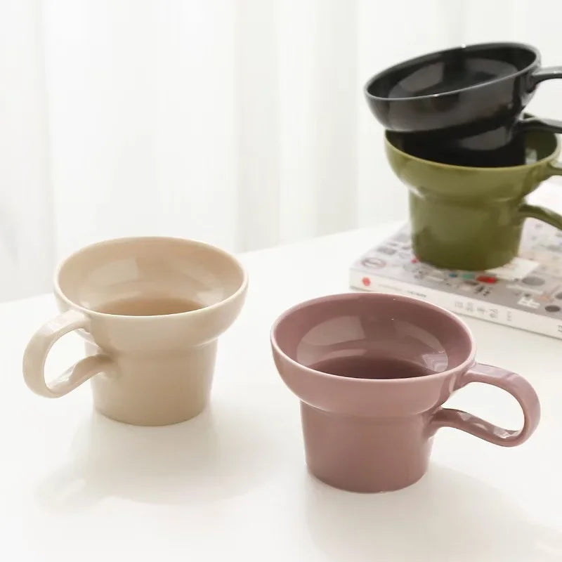 M Creative Irregular Ceramic Mug Office Creative Handle Coffee Mug Milk Tea Cup Breakfast Household Water Cup Couple Cups