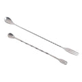 2 1 Stainless Steel 26cm Bar Tool for Coffee Ice Cream Fruit Swizzle Stick Mixing Stirring Sugar Tea Spoons Fork Durable Metal