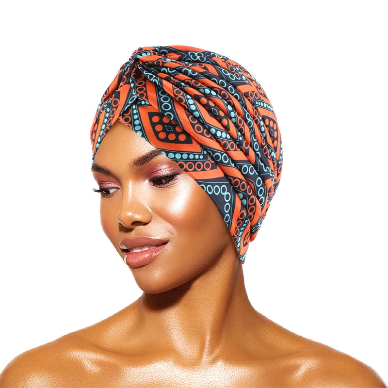Ethnic Style Print Floral Spring Head Wrap Hijab Women Flower Twisty Chemo Cap Twist Turban