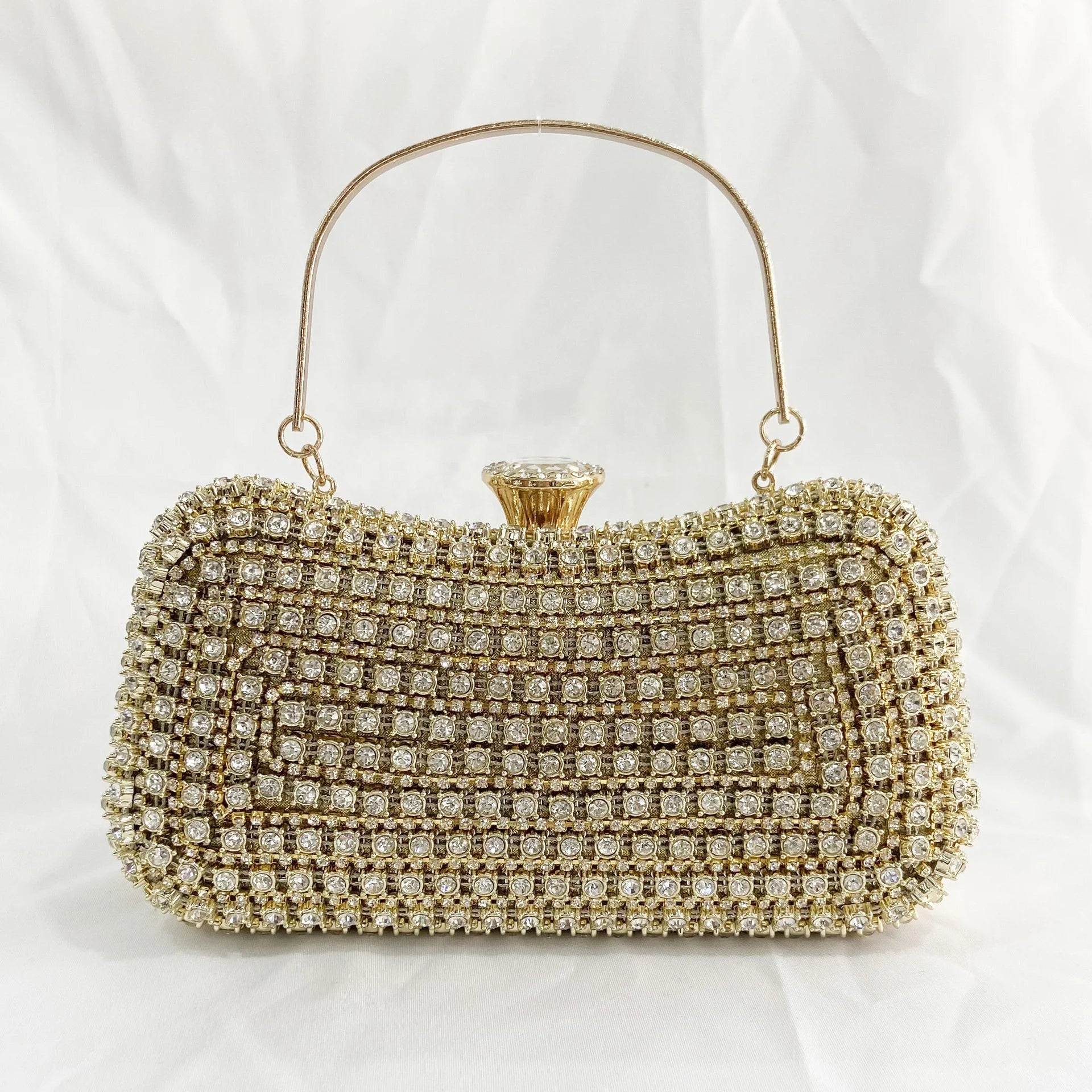 Hot Selling Bling Vintage Cheongsam Bag Rhinestone Square Banquet Bag Crossbody Chain Evening Handbag