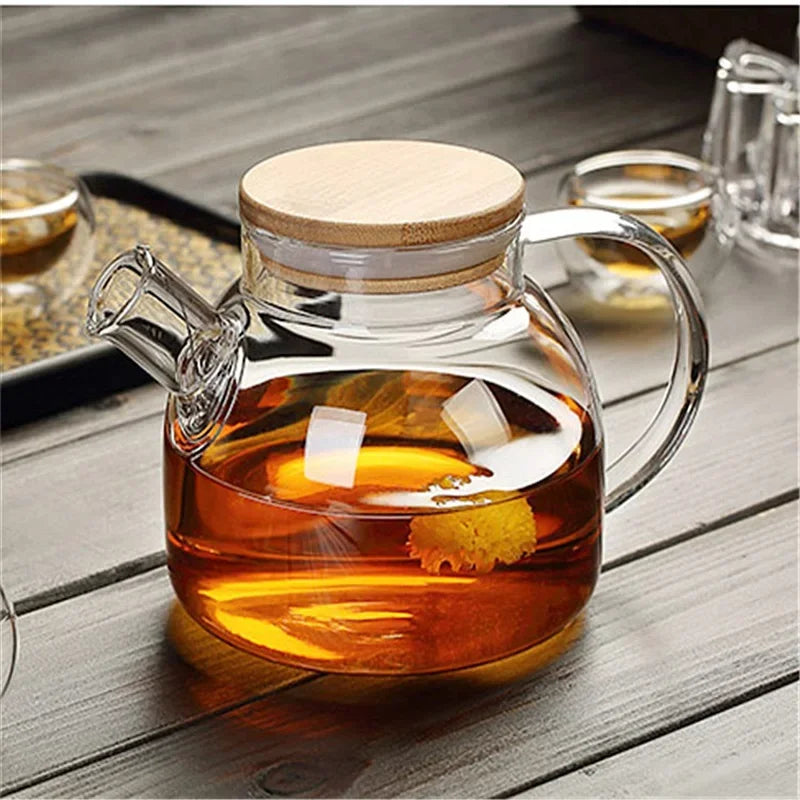 Hot Sale Eco-Friendly Transparent Glass Teapot Large Capacity Heat Resistant with Cap
