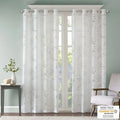 Stylish Modern White Leaf Patterned Burnout Printed 100% Polyester Voile Grommet Curtains OEKO-TEX Certified Customizable Sizes