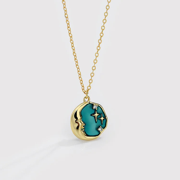 Original Design 925 Sterling Silver Necklace Elegant Light Luxury Star Moon Necklace Fashion Exquisite Pendant Necklace