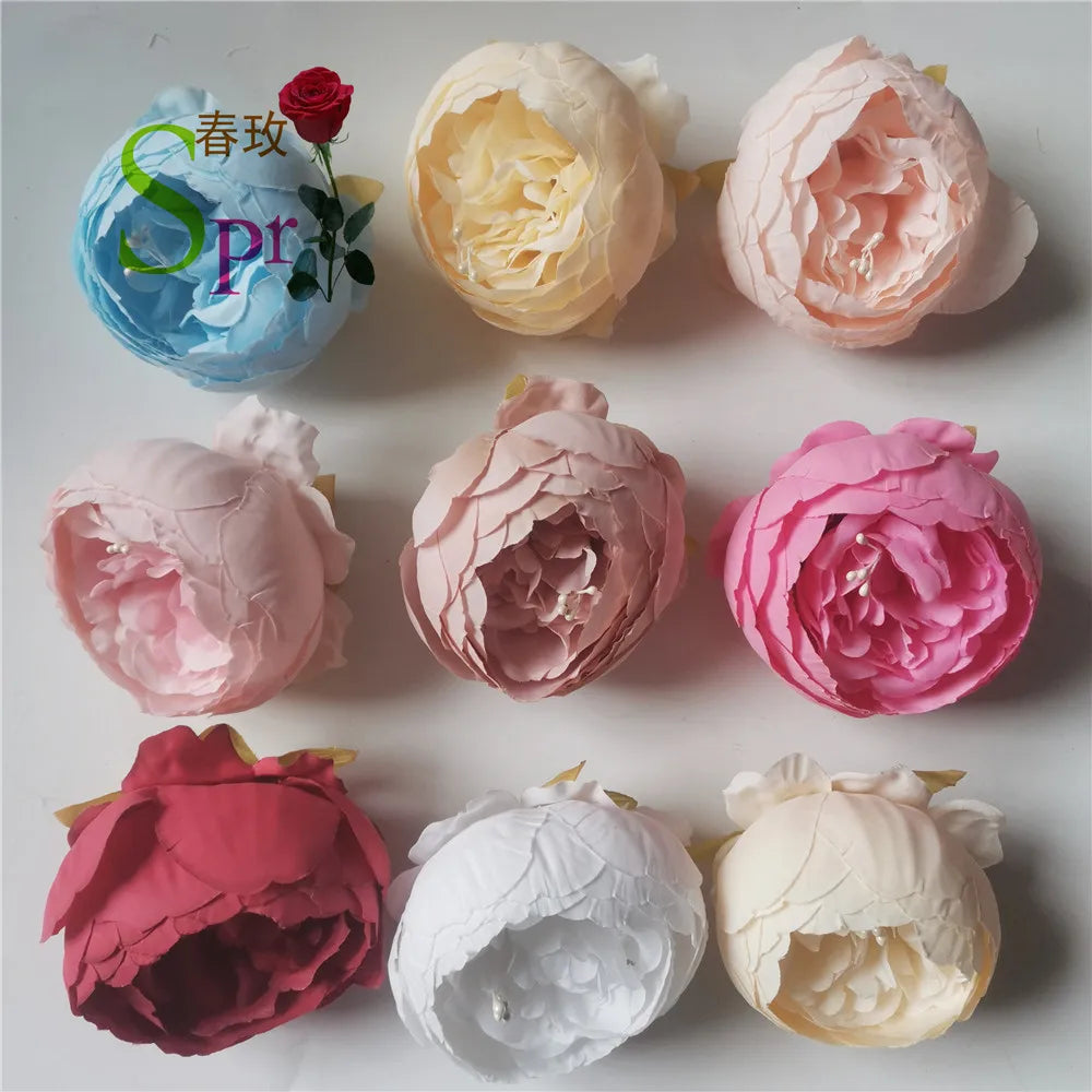 SPR 100pcs/lot White Mix Red Customizable Flannelette Fabric Silk Rose Bud Artificial Flowers for Wedding Party Home Decor
