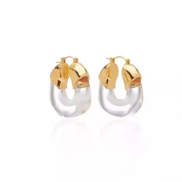 2025 Fashion Transparent Earrings Designer Earrings Popular Gold Plated Acrylic Resin Hoop U-shaped Earrings