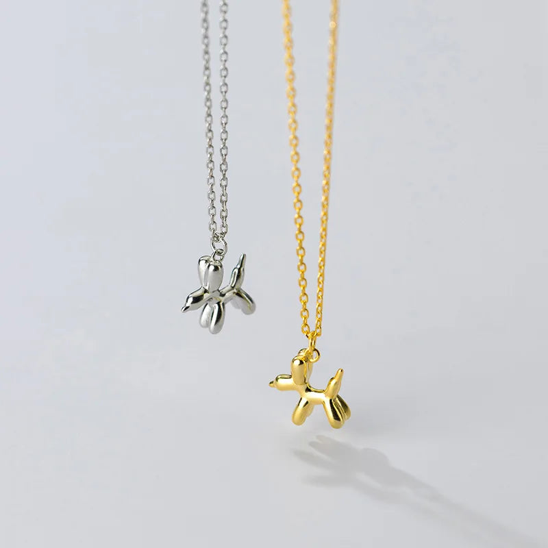 Daidan Necklace 925 Sterling Silver Hiphop Cute Dog Pet Balloon Dog Necklace