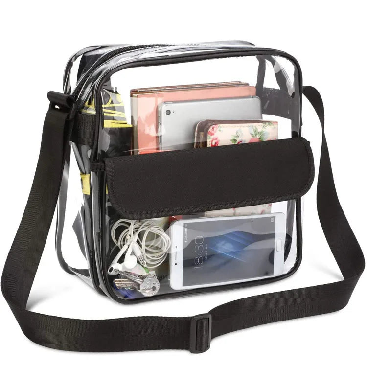 Wholesale Transparent PVC Crossbody Tote Bag Unisex Mini Clear Shoulder Bag with Adjustable Strap for Shopping