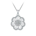 Flower Design 925 Sterling Silver Pendant Jewelry Cubic Zirconias Paved Charm for Necklace