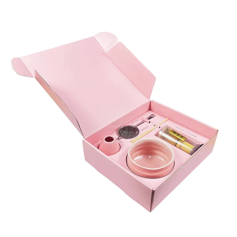 Ceremonial Grade Chawan Bowl Matcha Whisk Set Pink Matcha Kit