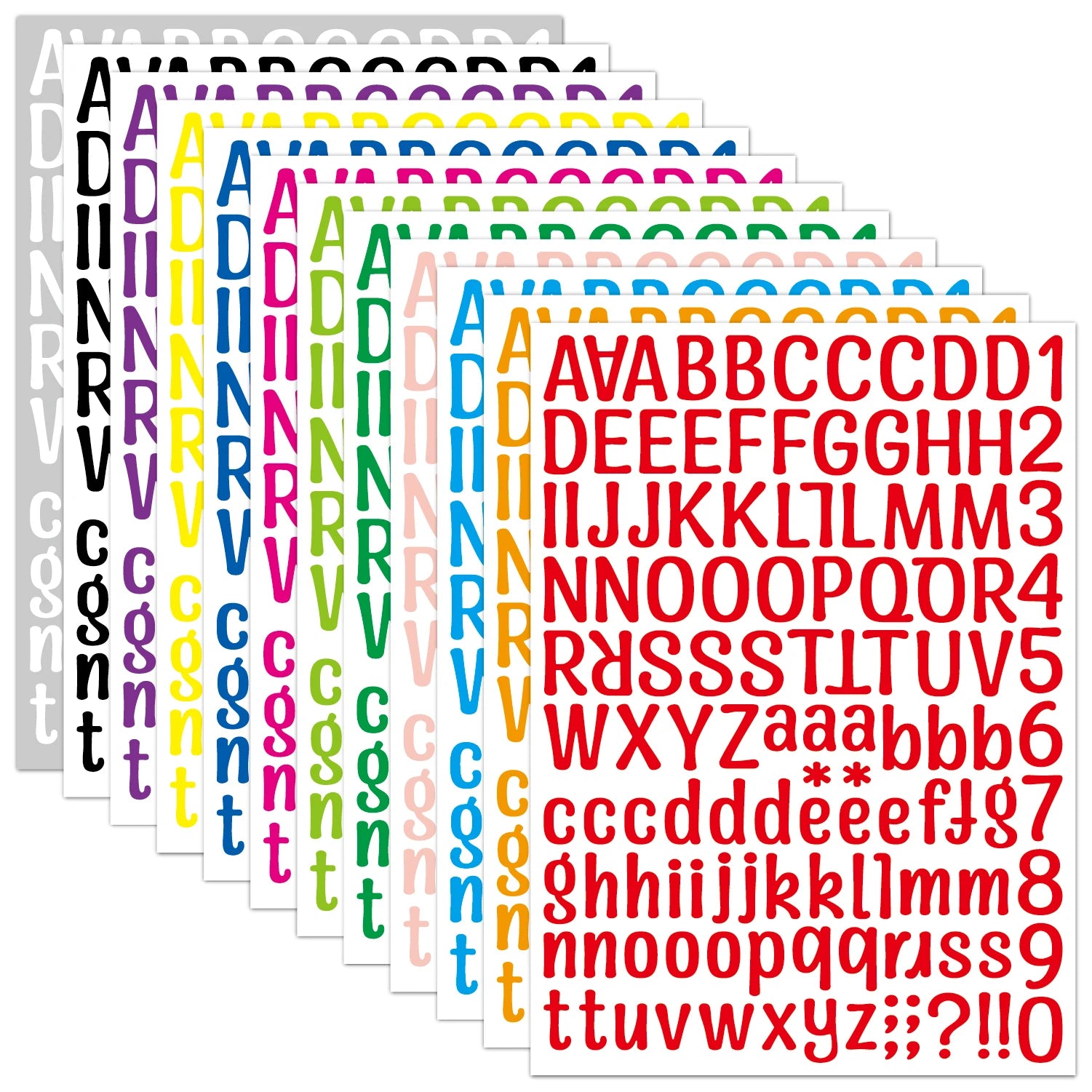 12 Colors Vinyl Alphabet Number Stickers Self Adhesive DIY Sticker Sheet for Mailbox Signs Window Door Cars Letter Sticker
