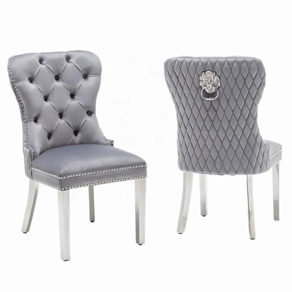 Modern Antique Traditional Dining Chair Revolving Velvet Home Furniture Chrome Knocker Studs for Bar Park Apartment Gym
