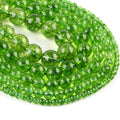 AsVrai U 4mm-12mm Natural Green Peridot Crystal Beads Round Loose Stone Beads for Jewelry Making Findings DIY Bracelet Necklace