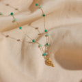 Exquisite Tulip Charm Acrylic Beads Jewelry 18K PVD Gold Plated Bead Chain Necklace Pendant Necklace for Women