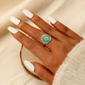 Beimai OEM Ring Design Blue Oil Drop Sun Shape Stainless Steel Open Ring