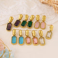 2025 New Design 18K Gold PVD Plated Stainless Steel Earrings Oval Colored Zircon Jewelry Fashion Drop Earrings for Women