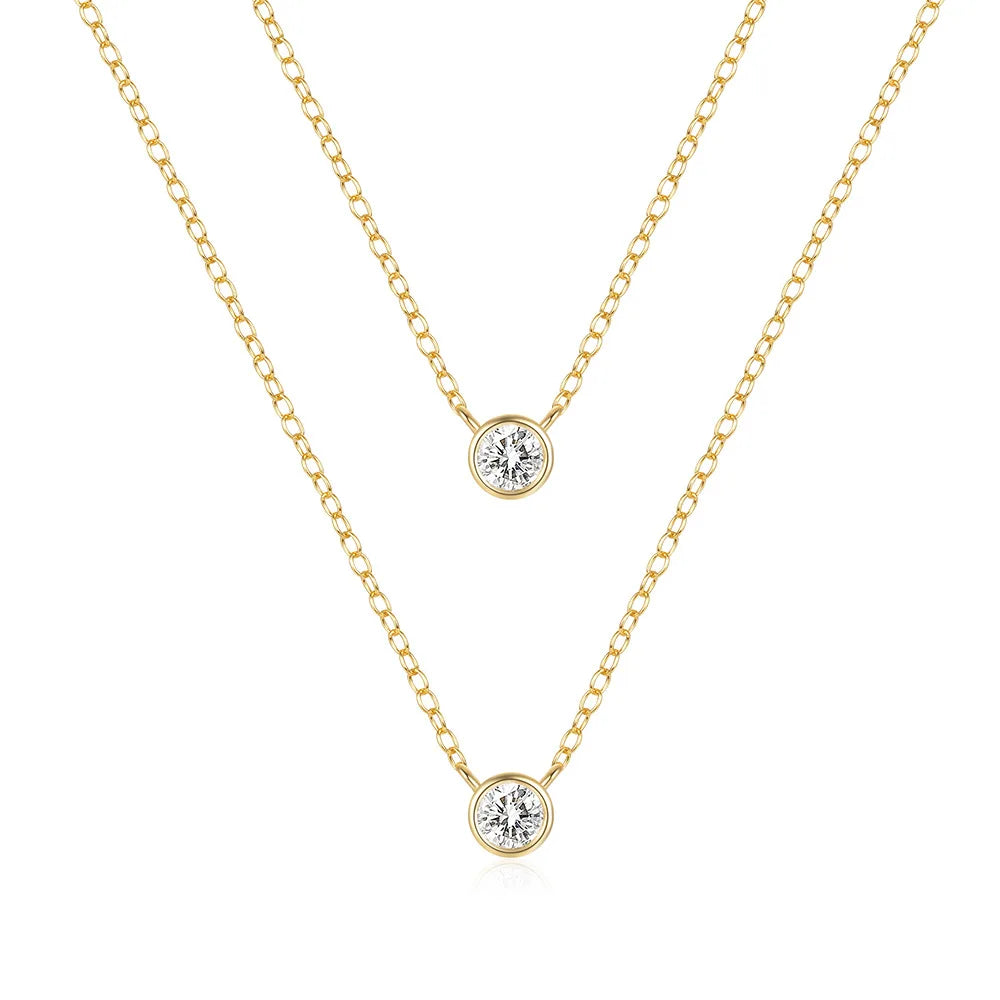 Luxury Fashion Double Layer 18K Gold Plated Hoop Jewelry S925 Sterling Silver Necklace for Women