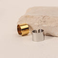 Chris April Simple 316L Stainless Steel PVD Plated Minimalist Wide Band Ring