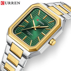 CURREN 8457 NEW Rectangular Business Watches for Men 2024 Fashion Brand Quartz Stainless Steel Band Wristwatch Male Clock