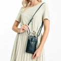 New Design Multifunction Woven Pattern Shoulder Crossbody Bag Pu Leather Mobile Phone Bags for Women