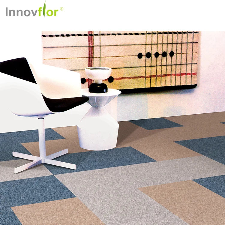 Modern Polypropylene Loop Pile Striped Water Repellent Carpet Tiles for Commercial and Home Use