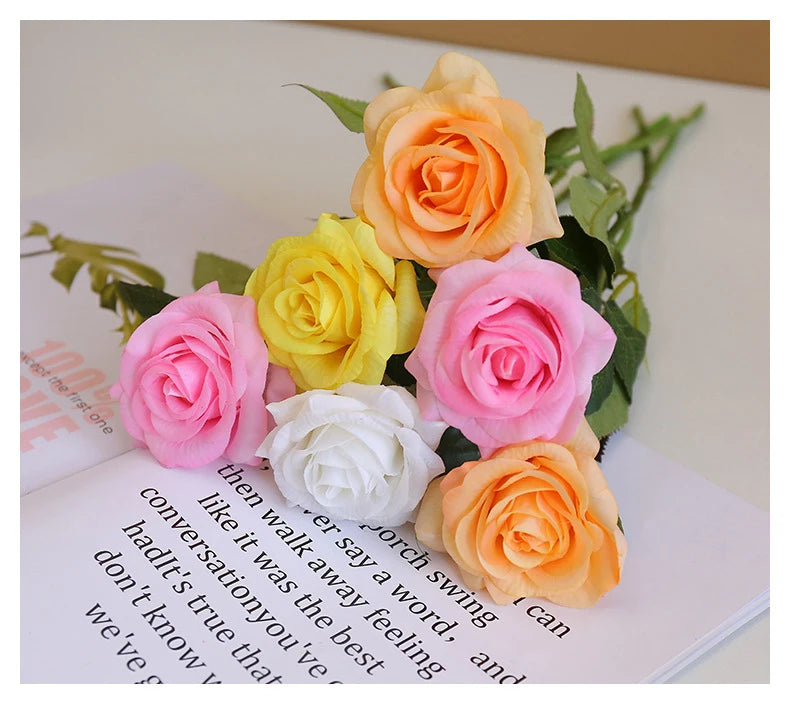 Factory Wholesale Single Stem Artificial Real Touch Latex Rose Flower For Home Wedding Decoration Valentine's Day