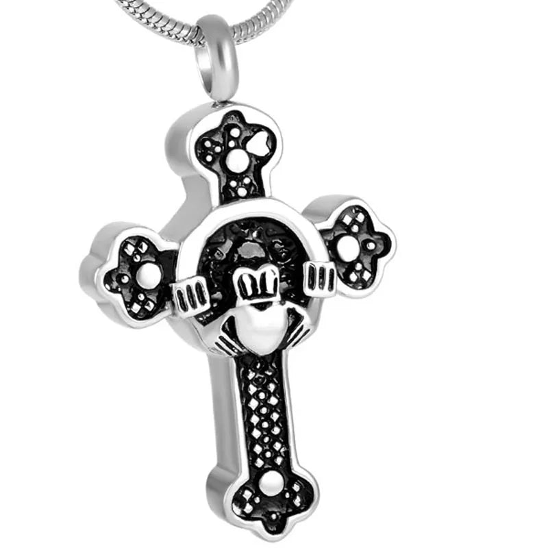 Cladd Hands Ash Holder Crown Heart Cross Urn Stainless Steel Cremation Keepsake Pendant Claddagh Memorial Necklace Celtic Ash