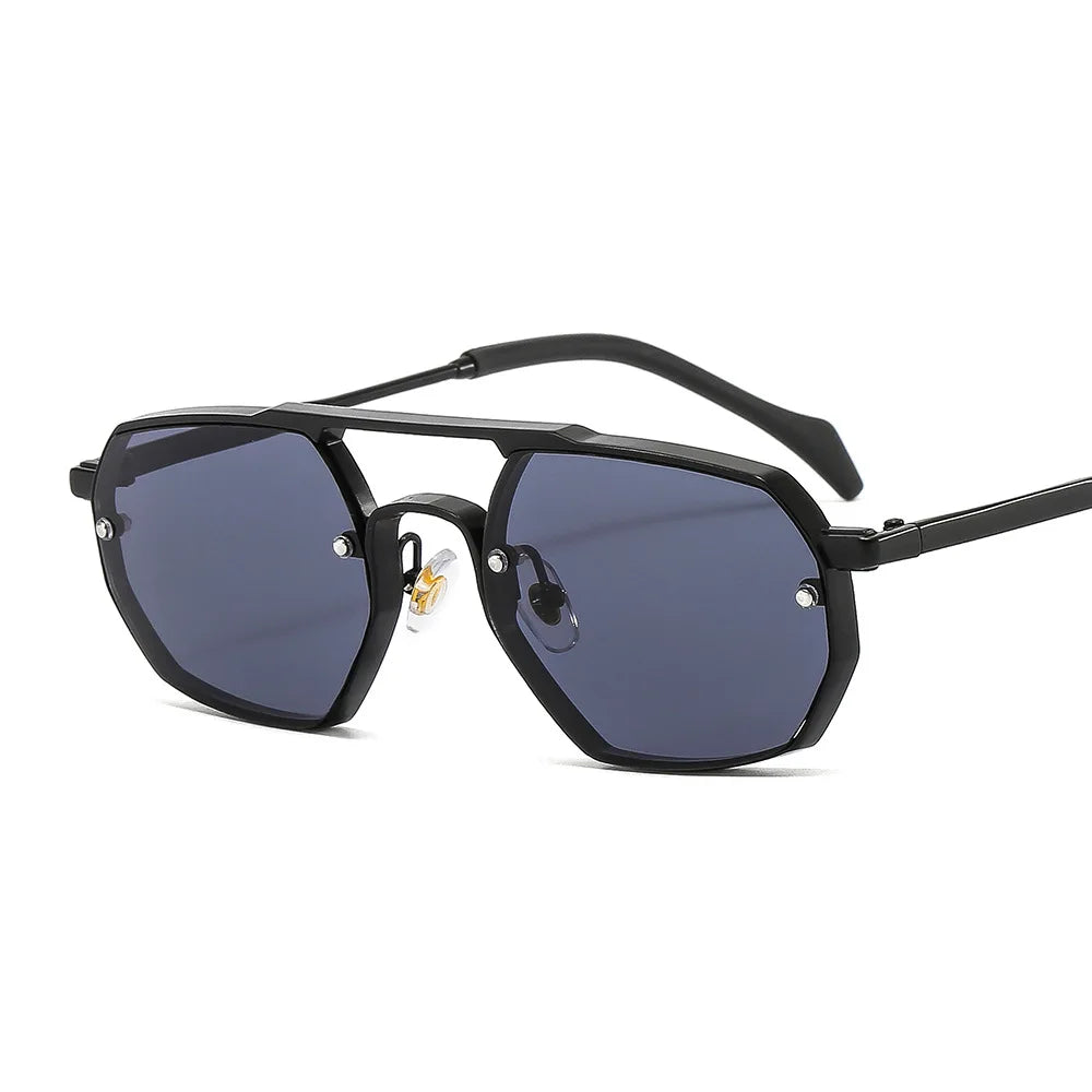 2022 Vintage Polygon Steampunk Sunglasses for Men and Women Modern UV400 Lenses Shades Sun Glasses with Irregular Metal Frame