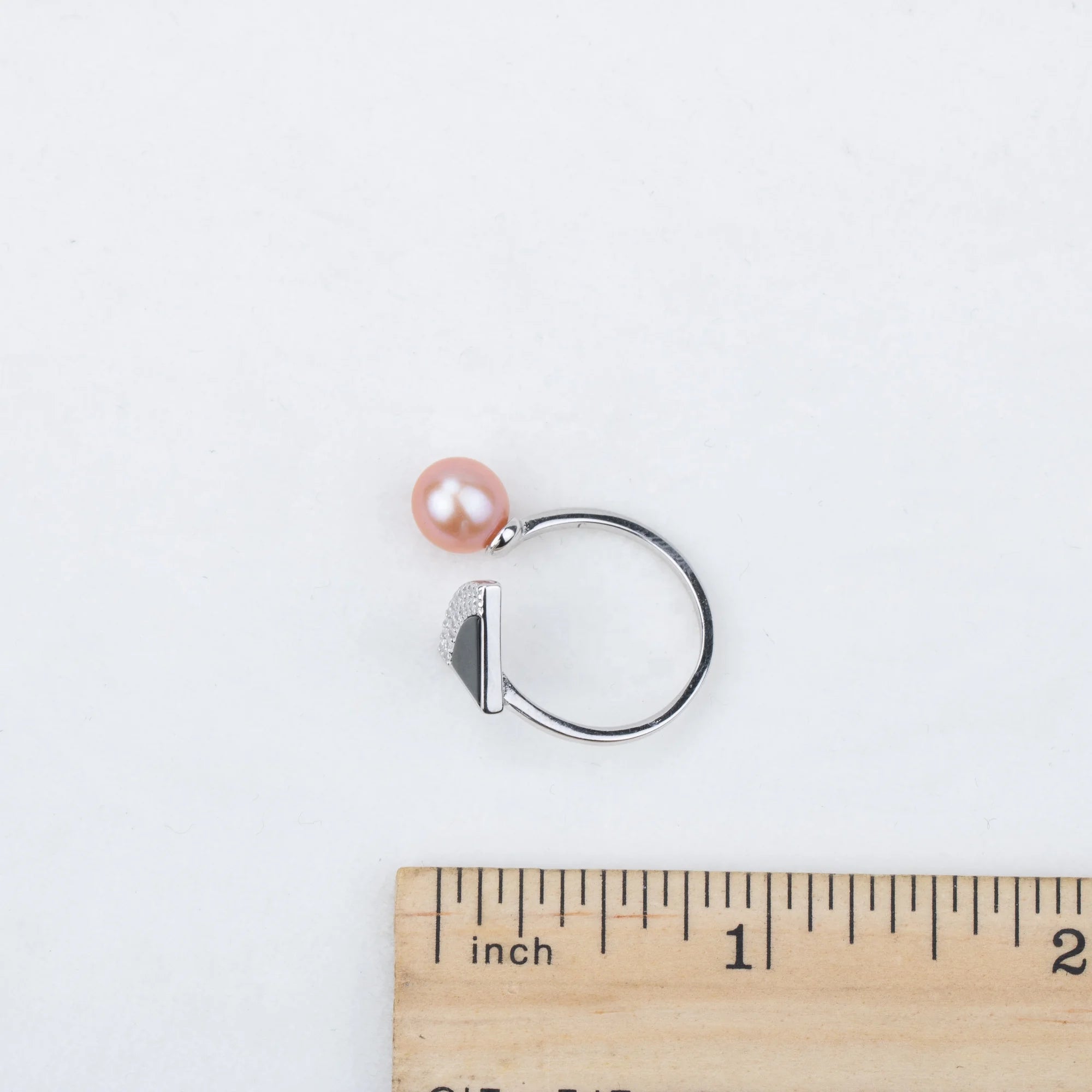 R030529 DIY7-8mm Natural Freshwater Pearl Ring Accessory 925 Sterling Silver Adjustable Size Engagement Jewelry Ring for Women