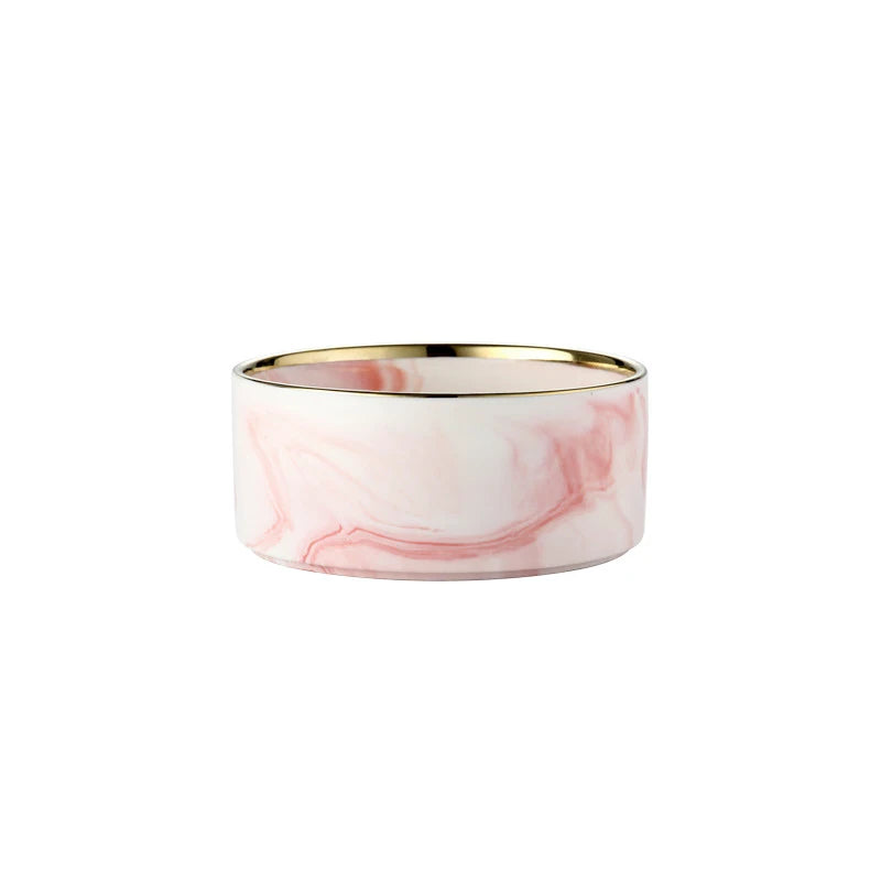Cat Ceramic Bowls Marble With Gold Edge Cervical Protection Cat Food Water Bowl Dog Bowl Ceramic