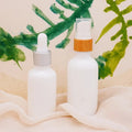 50ml Opal Milk White Round Glass Dropper Bottle with Bamboo Sprayer