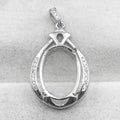 Sterling Silver 12*16mm Semi Mount Pendant Empty Frame Blank Support Setting S925 Base Holder Without Center Stone for DIY Inlay