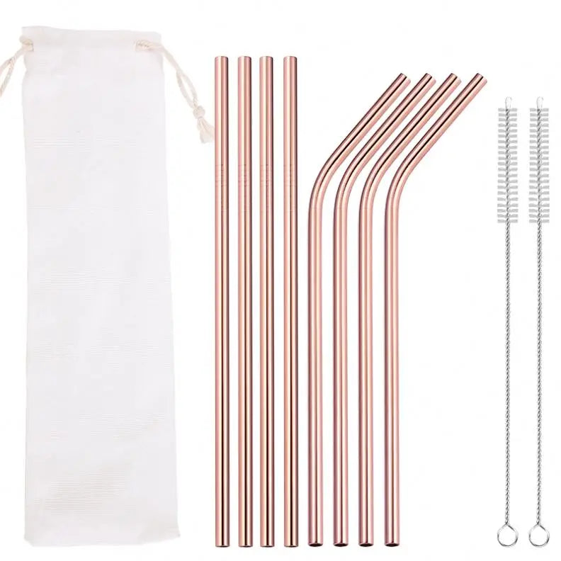 Eco Friendly Hot Sale Stainless Steel Wholesale Metal Straws with Bag Customized logo MegaBDM