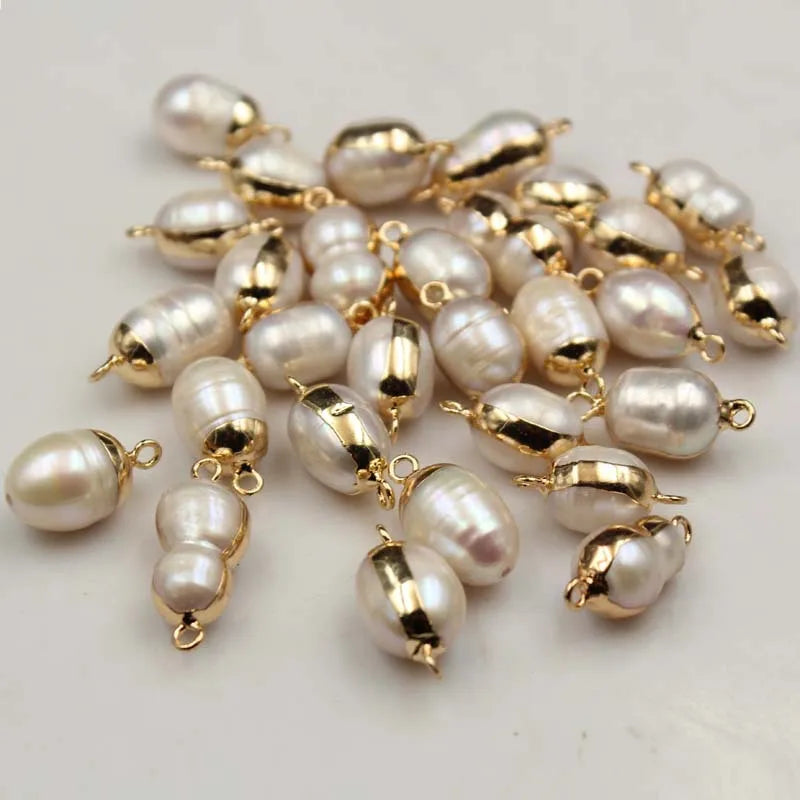 Wholesale Pricerice and Bottle Shape Nature Freshwater Pearl Loose Pearl With One Hanger DIY PEARL With Two Connector