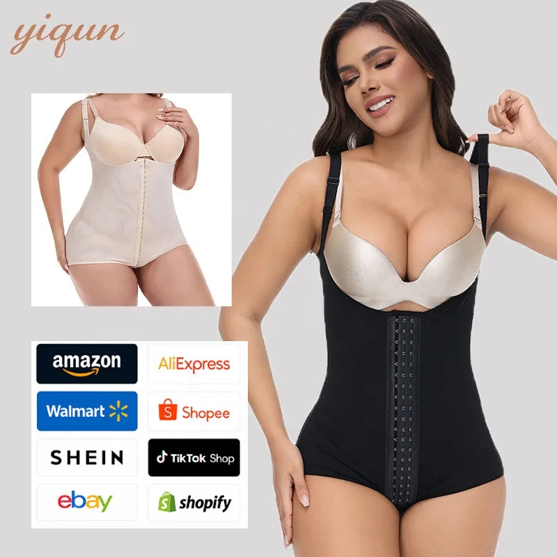 Custom Tiktok Hot Selling Slimming High Compression Tummy Control Plus Size Bodysuit Colombian Waist Trainer Shapewear