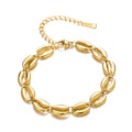 Fashion Gold-Plated Stainless Steel Bracelet with Hollow Coffee Bean Design Waterproof Non-Fading for Wedding Party Anniversary