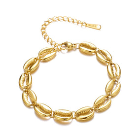 Fashion Gold-Plated Stainless Steel Bracelet with Hollow Coffee Bean Design Waterproof Non-Fading for Wedding Party Anniversary