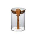 Hot Sales Airtight Glass Canister Multi Use Glass Storage Jar with Sealed Wooden Lid and Spoon