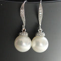 CAOSHI Sweet Luxury Glossy Carved Pearl Dangle Earrings Girls Korean Designer Lady Girls Silver Dainty Earrings Women