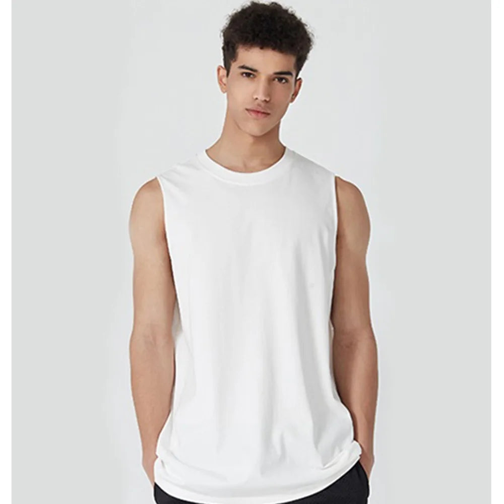 180gsm Cheap Custom logo Printing 100% Cotton Gym Wear Fitness Sleeveless Sport Wear Vest Men tank Top