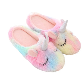 Cotton Slippers Thick Bottom Winter Cute Dog unicorn Hedgehog Home Bedroom Warm Kitten Slippers Cat Slippers for Women