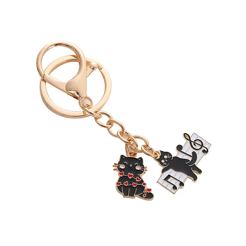 Music Piano Cat Keychain Pendant Fashion Bag Accessories Headphone Set Bag Accessories Wholesale in Stock