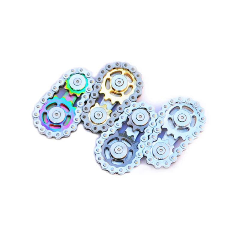 Novel Flywheel Chain Fidget Spinner Stainless Steel Fingertip Gyro Sprockets for Camping & Hiking
