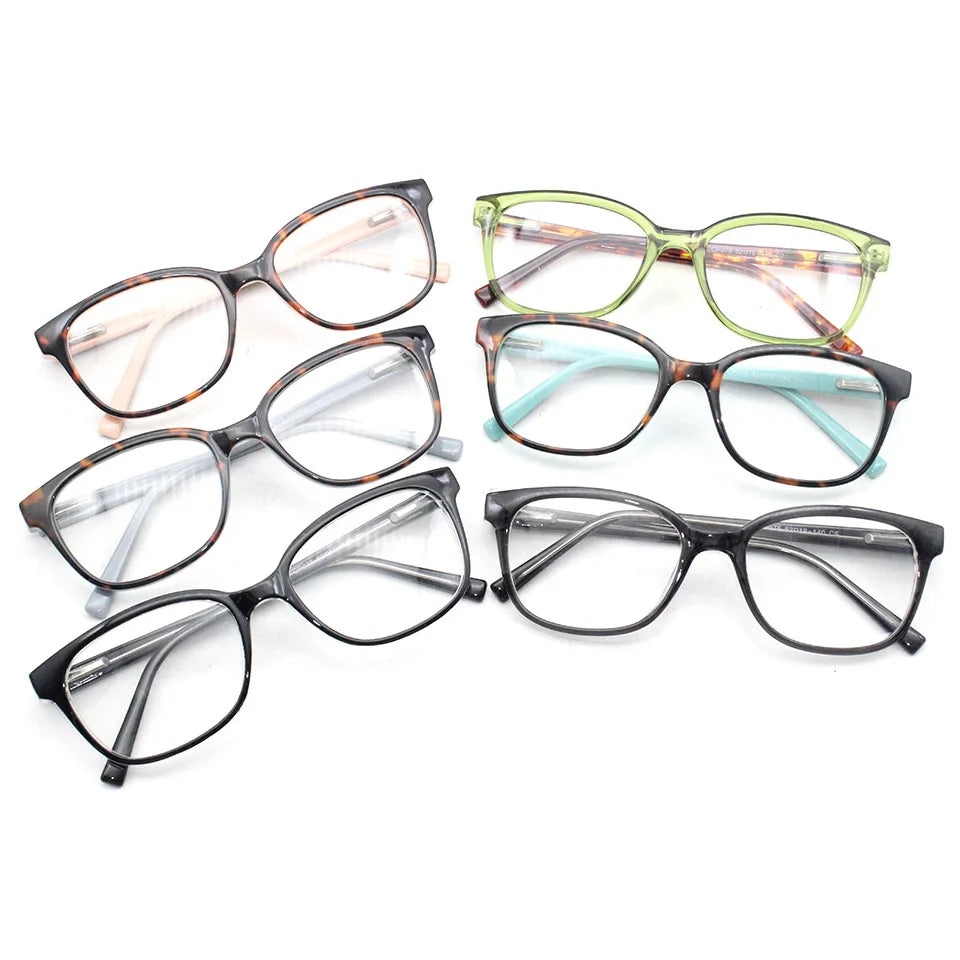 Unisex Transparent Green Blue Yellow Patchwork Colored Optical Spectacles Comfortable CP Frame Fashion Plastic Lightweight