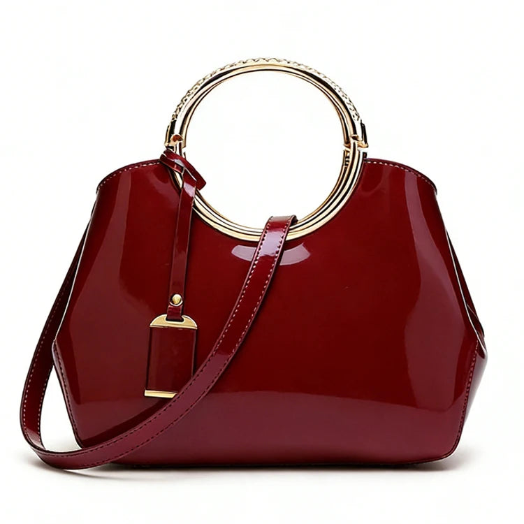Popular Glossy Patent PU Leather Women Handbag Directly From China Factory