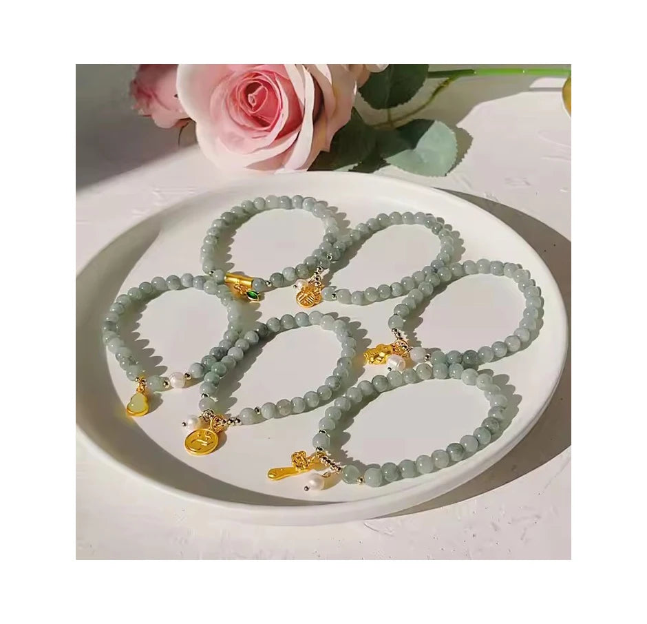 2024 Year Fashion Charm Pendant Gourd Bamboo Dragon Bracelet Natural Stone Beaded Bracelets for Women Jewelry