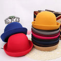 MIO Autumn and Winter Parent Children Fashion Bucket Hat Classic Wool Fedora Dome Bowler Hats Fur With Roll-up Brim for Kids