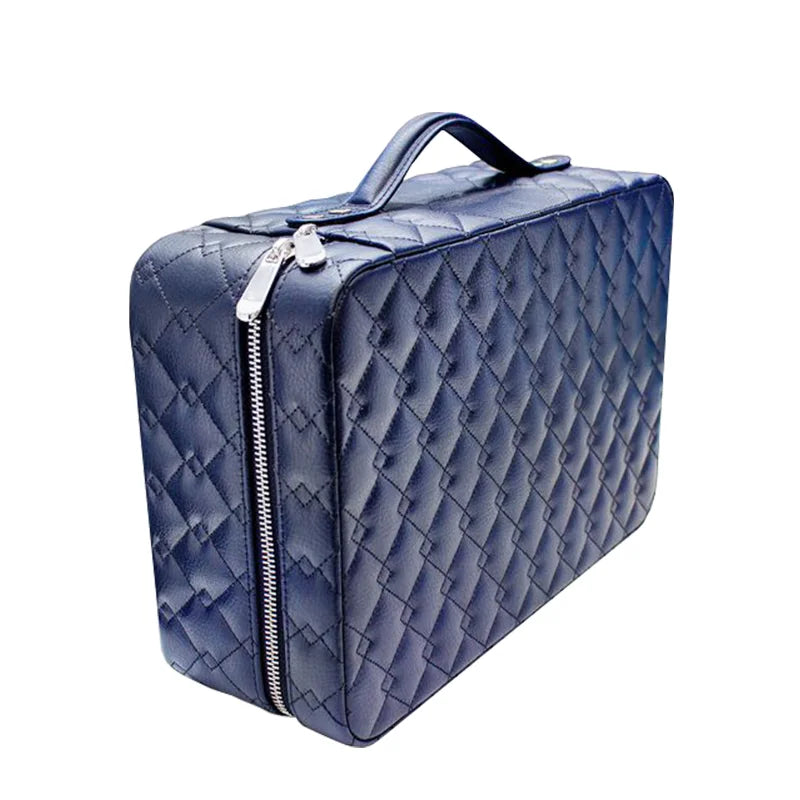 New Design Classic Travel Jewelry Suitcase With Removeable Tray Velvet Carry Handle Jewelry Storage Case