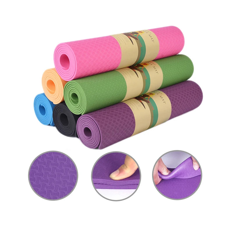 Custom Logo Factory Gym Home Colorful Men Women Eco-friendly Portable 6mm 8mm  Folding Non-slip Fitness Pilates TPE Yoga Mat