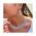 Ins Hot Sale Bridal Wedding White Gold Plated Jewelry Set Luxury French Necklace Earrings African Fashion Jewelry Set